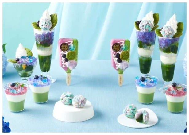 Uji matcha tea specialist from the Edo period releases a range of sweets for hydrangea season