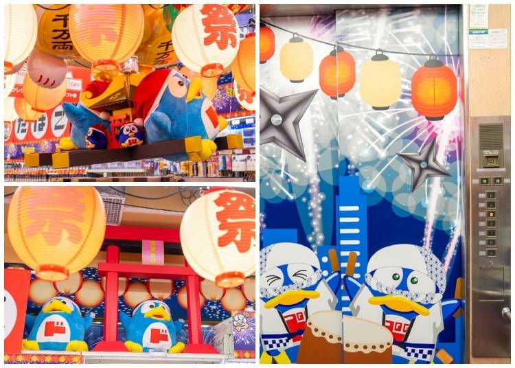 ▲ Gander about the space and you'll notice so many elements of Japanese culture, from Donpen hoisting a mikoshi, to torii gates, to festive taiko drummers.