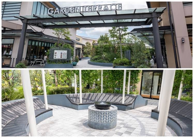 There are several areas where you can rest your feet, such as Garden Terrace