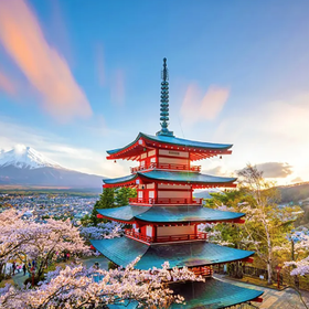 【富士山・箱根・河口湖 花見・紅葉】大涌谷&ローソン&新倉山浅間公園&河口湖大石公園 日帰りツアー (東京発)
画像：Klook
