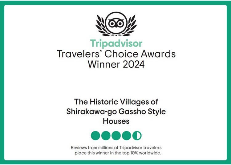 ▲Tripadvisor からの受賞通知(画像提供:白川村)