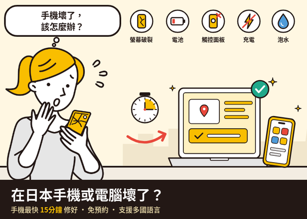 【日本旅行中手機螢幕破了！】資料完整保留・最快15分鐘・支援外語的「Smahospital」手機維修指南｜LIVE JAPAN限定優惠券最高折抵1萬日圓