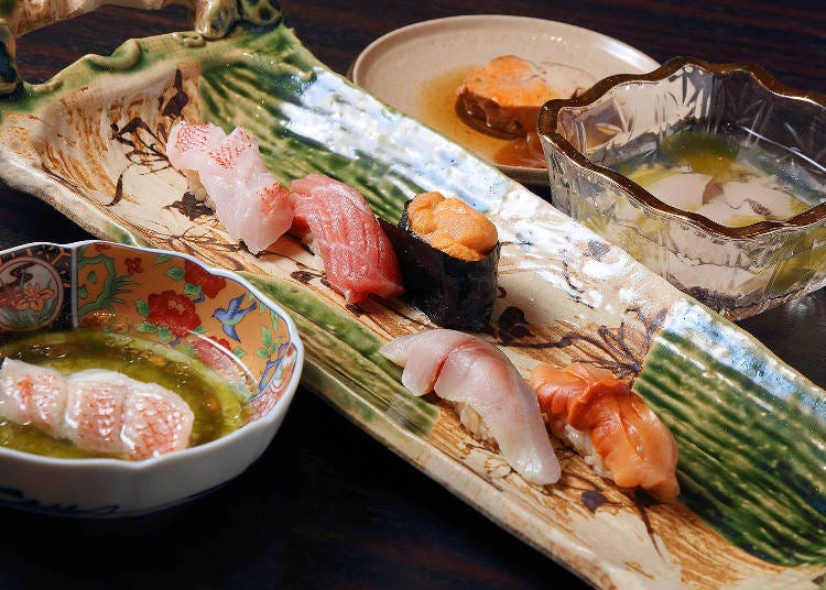 An example of the appetizer and sushi menu.