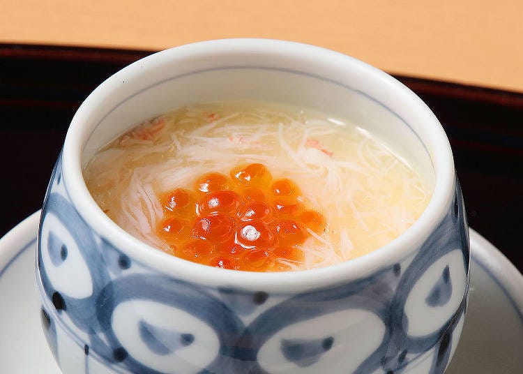 Each bite of Crab Miso Tofu is filled with the rich flavor of crab, accented by salty salmon roe.