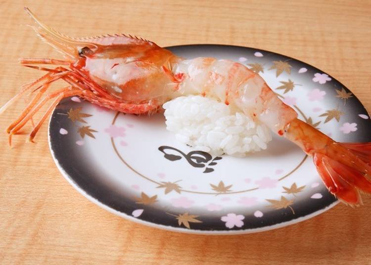 [특대 보탕 새우]. 보통 한 접시 한 개에 530엔이지만, 이날은 430엔!