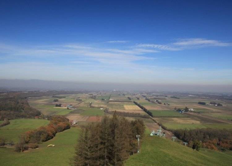 ▲The Tokachi plains continue past the horizon. Most properties are used as farms. (Photo provided by Tokachi Kankou Renmei)