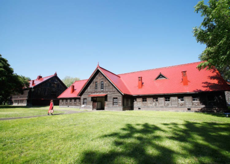 The Sapporo Agricultural College Farm No. 2 with its signature red roofs