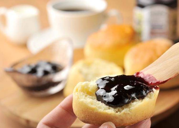 ▲There are various jams such as blueberry and haskap, and you can even enjoy freshly made jam