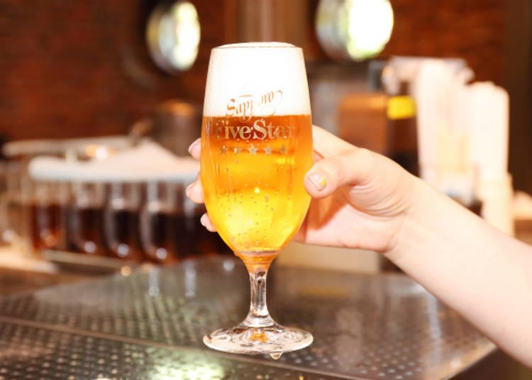 Sapporo Five Star beer which can only be enjoyed here