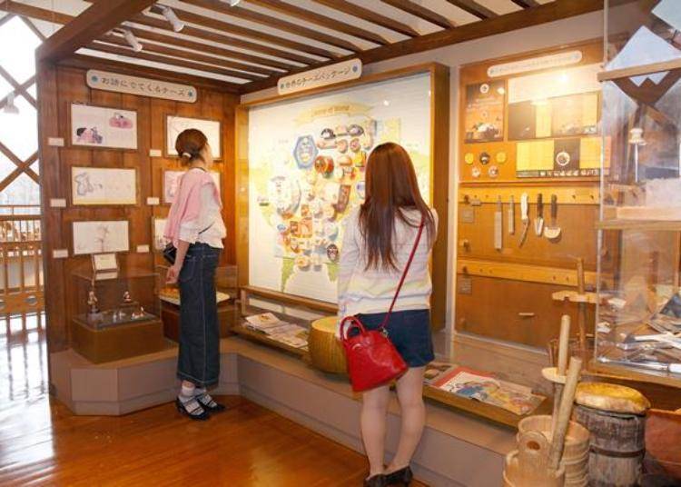 Not only are there items to play with, but there is also an exhibition section that introduces the history and culture of cheese