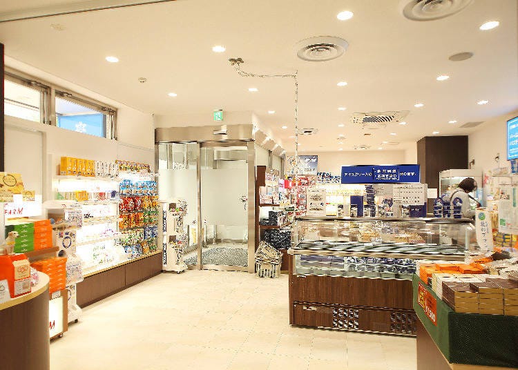 They have a souvenir and gifts section that sells different Hokkaido confections.