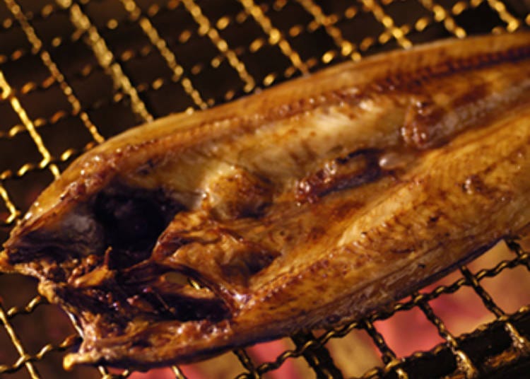 The flavor of hokke increases when cooked on the robata