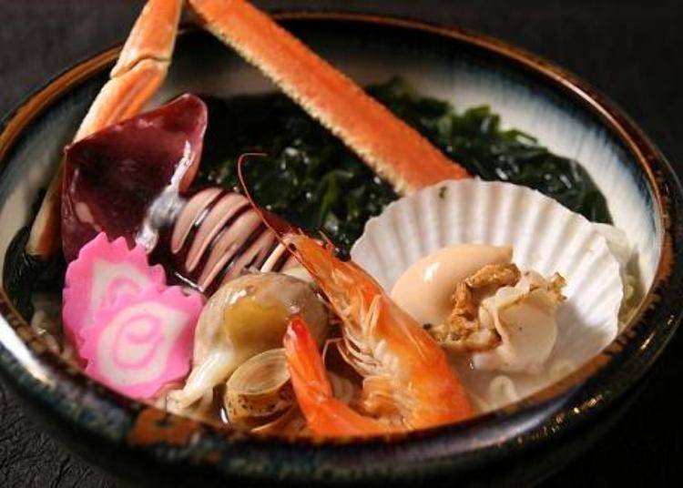 Meibutsu Hama Champon in a heavy seafood broth