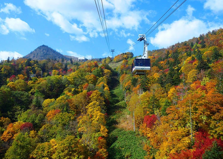 山が赤や黄色に色づく秋の紅葉シーズンは思わず息をのむ美しさ