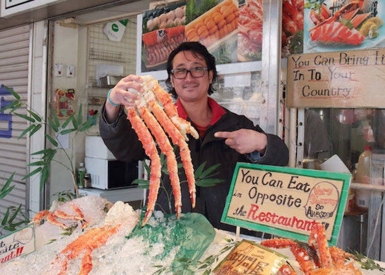 店員說：「平常都有比這個更大的北海道帝王蟹，可惜太晚來了！」