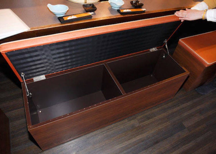 Counter benches also have storage spaces in them