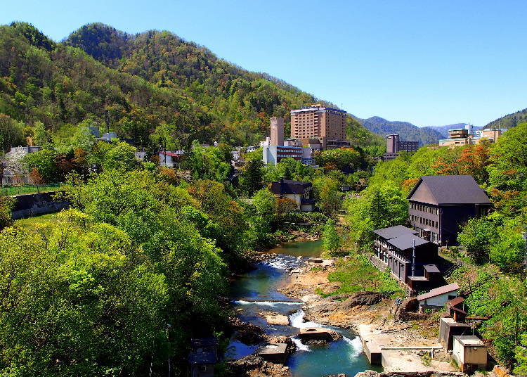 The hot spring district along the valley.