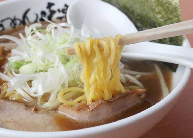 The fat, curly noodles go perfectly with the rich, flavorful soup!