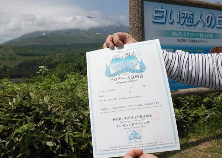 「白色恋人」的生产商－石屋制菓官方认可的「求婚证明书」。