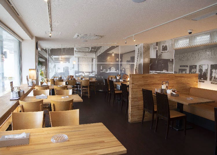 The store interior is a handsome combination of white and brown