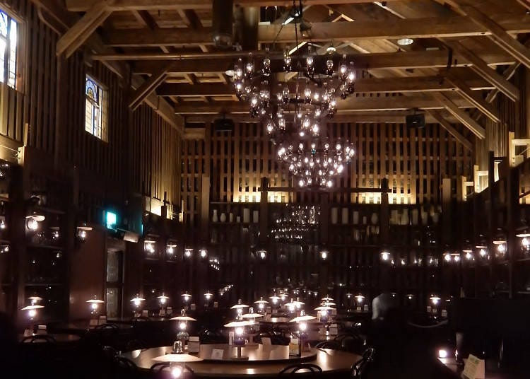 Kitaichi Hall, bathed in the soothing light of many lamps