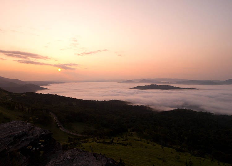 View the of unkai from Bihoro Pass Observation Deck