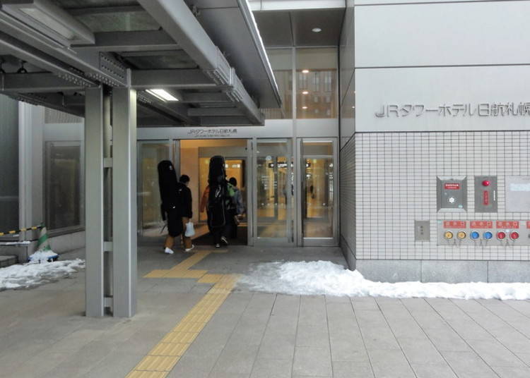 The JR Sapporo Station East Exit direction is on the left side of the photo