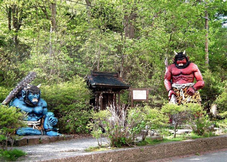 Oni statues in the hot spring town