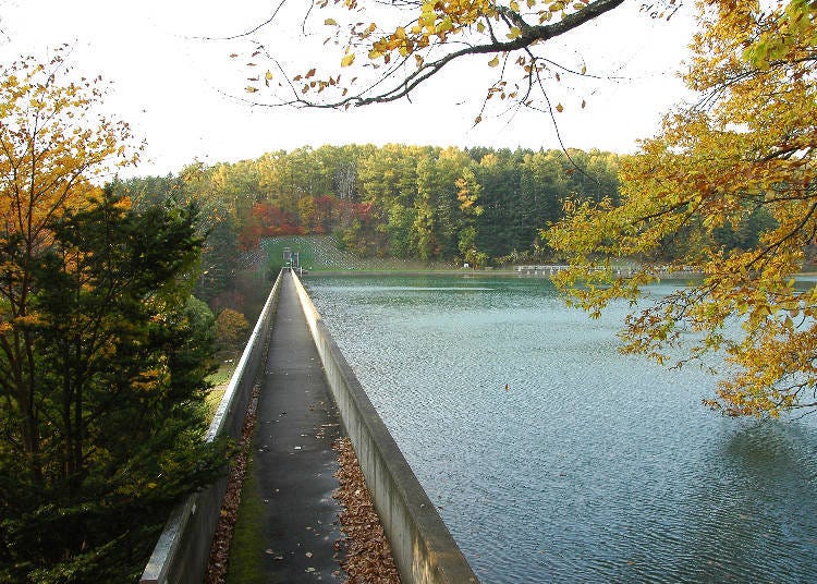 댐 호수 바로 옆을 따라 걸으며 경치를 감상할 수 있다.