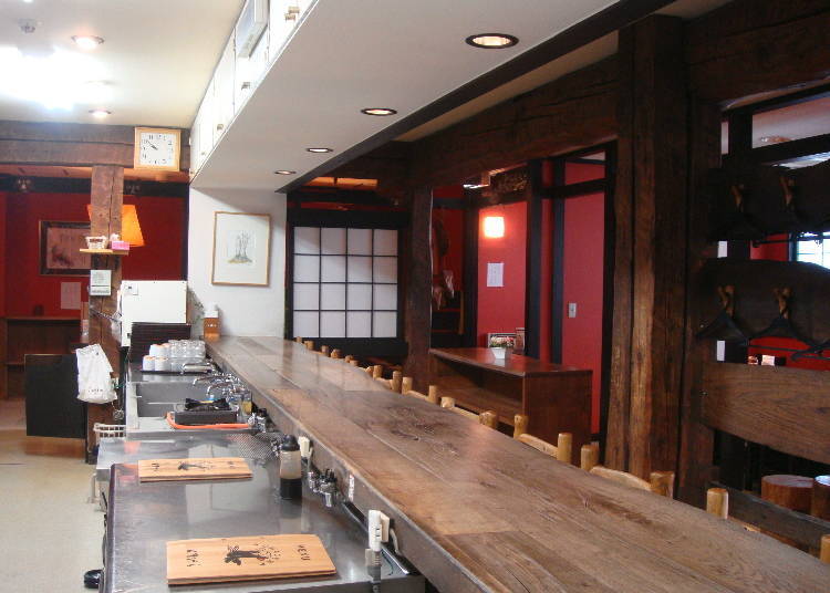 Along with counter seats, there are private rooms available.