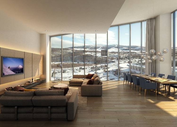 Rooms overlooking the ski area