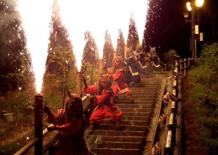 Caption: Brave demons launching fireworks. Image provided by Noboribetsu International Tourism & Convention Association