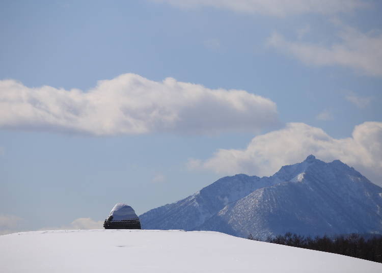 Hill of the Buddha: the Atama Daibutsu Wearing a Hat Made from Snow, (Image courtesy of Makomanai Takino Cemetery)