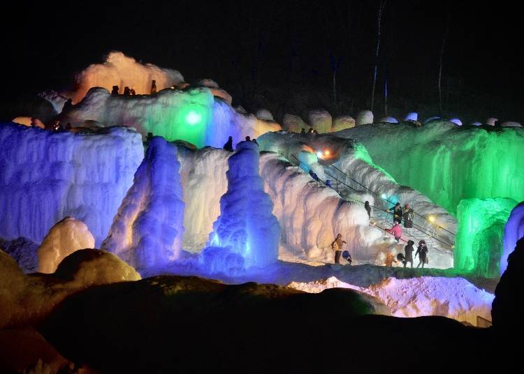 The ice is shaped and groomed by local volunteers over many days