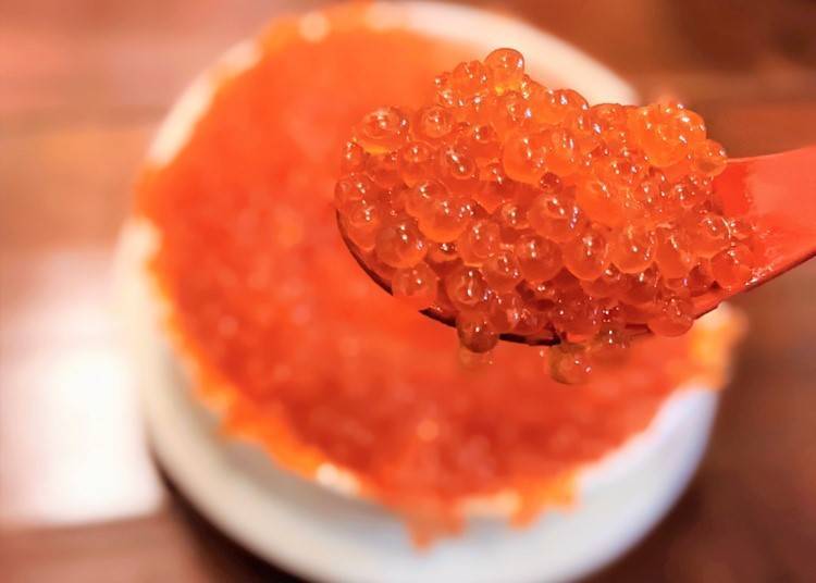 The massive helping of salmon roe.