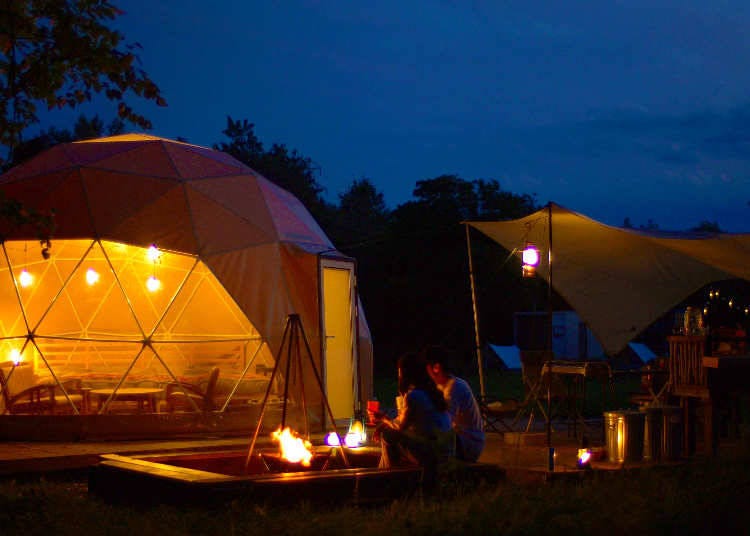 Level up your glamping atmosphere with an open-air fire in the evening (Photo courtesy of Takibi Camp)