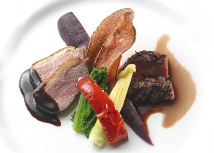 An example of a meat dish with the Shikaricup course (Photo: Kussharoko Tsuruga Auberge SoRa)