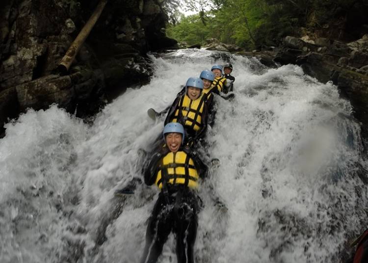 5. Furano City: A canyoning tour on a natural water slide hidden deep in the mountains
