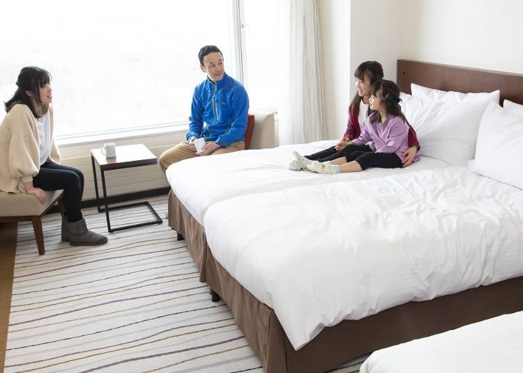 ▲可以和家人舒適入住的豪華雙床房（照片提供：Hilton Niseko Village）