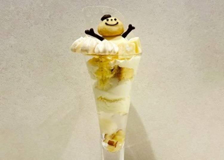Feeling sorry for eating the snowman parfait as it melts away.
