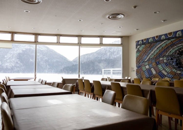 Dining room looking over Lake Shikaribetsu