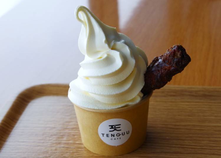 The crispy crunch of the karinto paired with the creamy smoothness of the soft serve creates a unique and delightful texture that you won't want to miss.