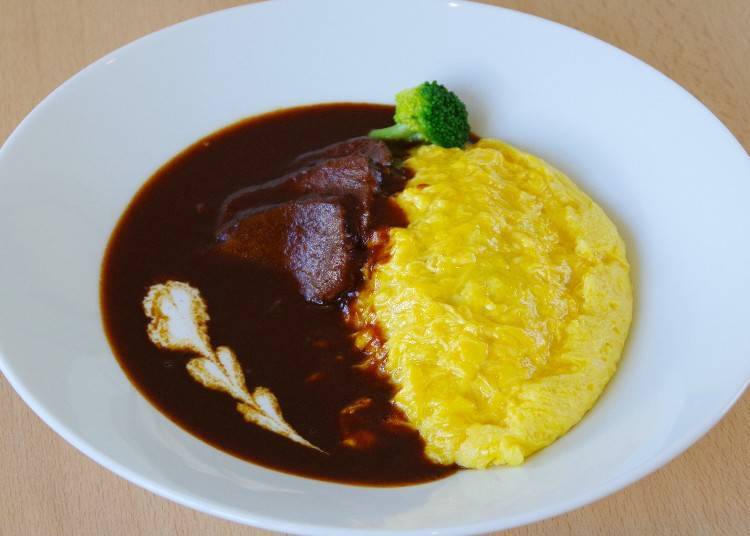 ▲午餐推薦「北海道產牛腿燉肉蛋包飯」（1,650日圓）。