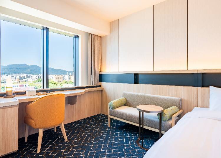 The Superior Twin Room overlooks Hokkaido University and can easily accommodate 1-2 guests with large suitcases.