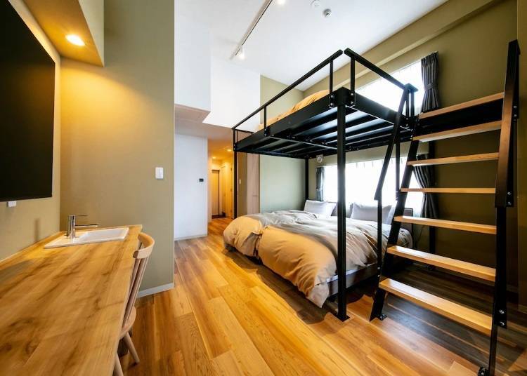 ▲‘빌라 고시도 오도리’는 로프트와 이층 침대가 있는, 넓은 객실이 특징이다.(사진 제공: klook)
