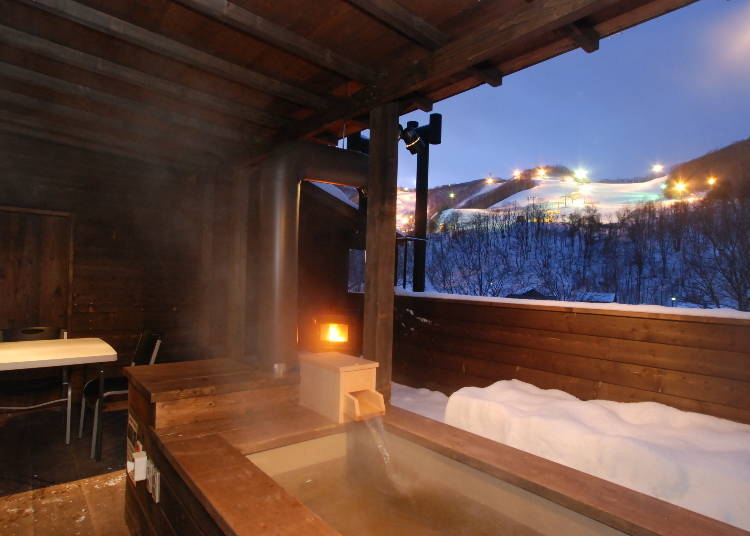 In the winter, there's nothing quite like a relaxing hot spring soak after a day of snowy adventures and skiing on the slopes!