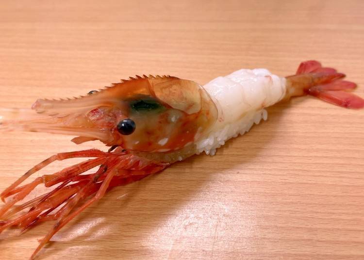 The "Whole Botan Ebi" (Japanese sweet shrimp) makes a big impression. (Photo courtesy of Toriton)