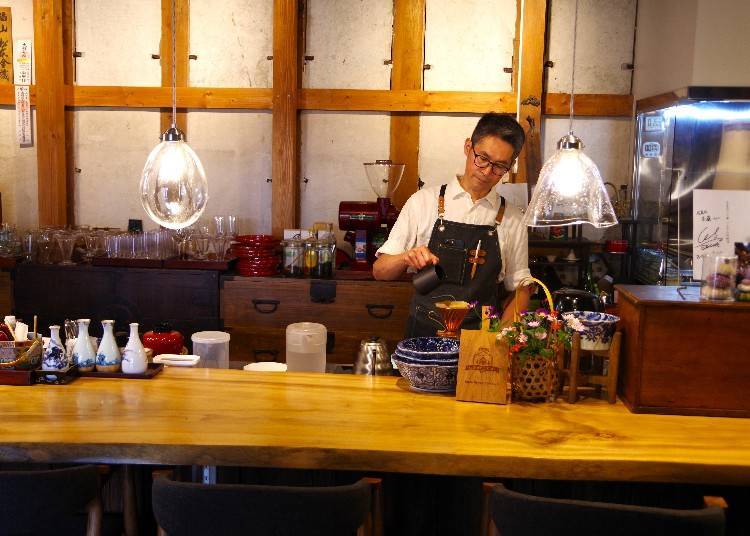 The coffee is brewed right before your eyes!