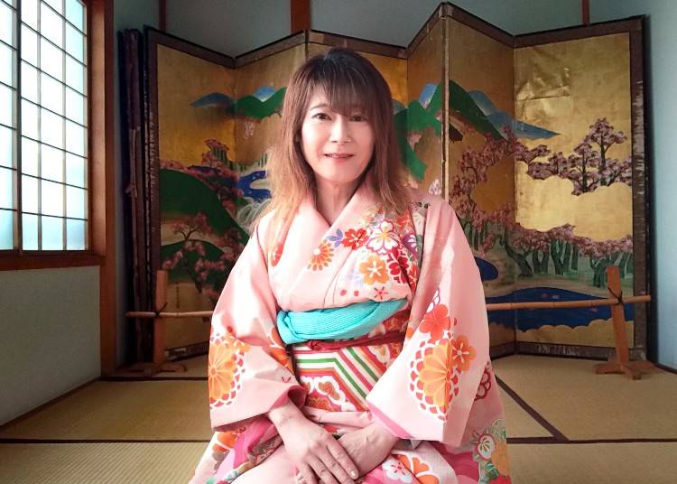 ▲松前でお姫様の衣装を借りたnobuka。松前ではこんな体験もできます！
