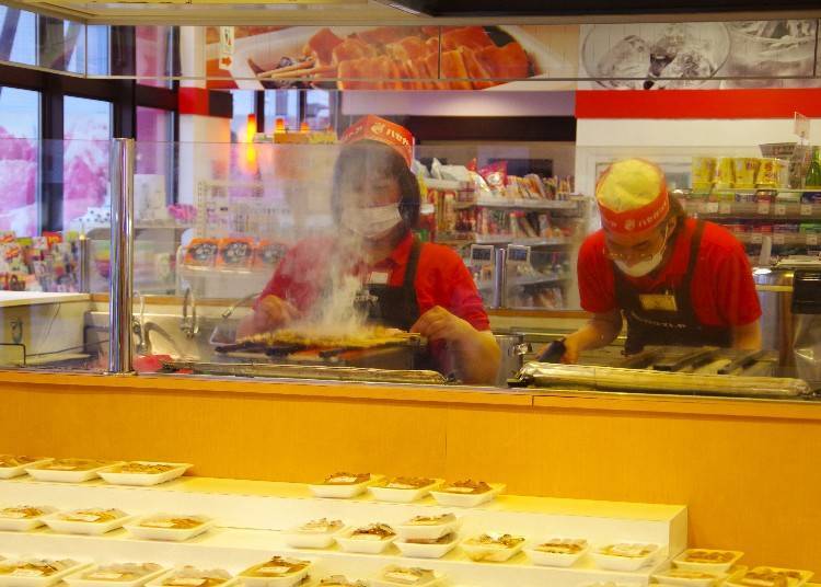 The bento meals are freshly grilled right in the store before being served to you!